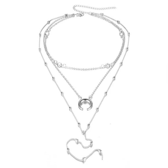 Chic Simplicity Silver Layered Choker Necklace Set - Picture 3 of 4